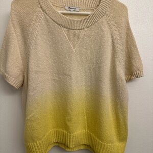 Madewell Cream-to-Yellow Ombre Short Sleeve Crew Sweater